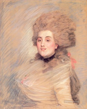 ジェームス・ティソ Painting - 18 世紀のドレスを着た女優の肖像 ジェームス・ジャック・ジョセフ・ティソ